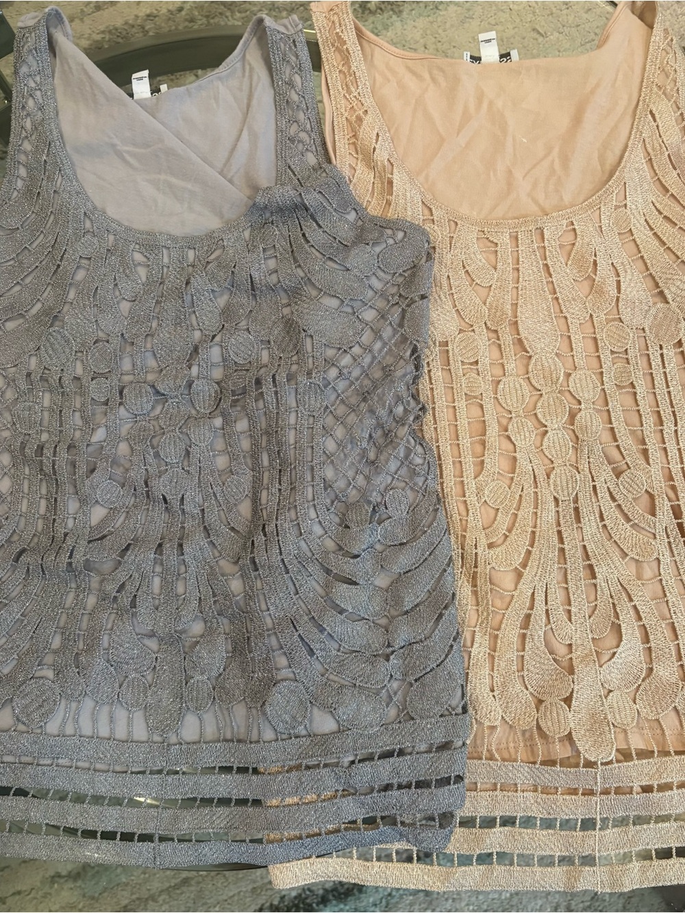 Set of 2! Express crochet sparkle tank tops size S